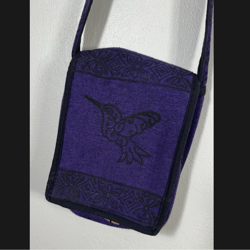 Ganesh Himal Purple Canvas Hummingbird Boho Festival satchel Crossbody Bag pouch